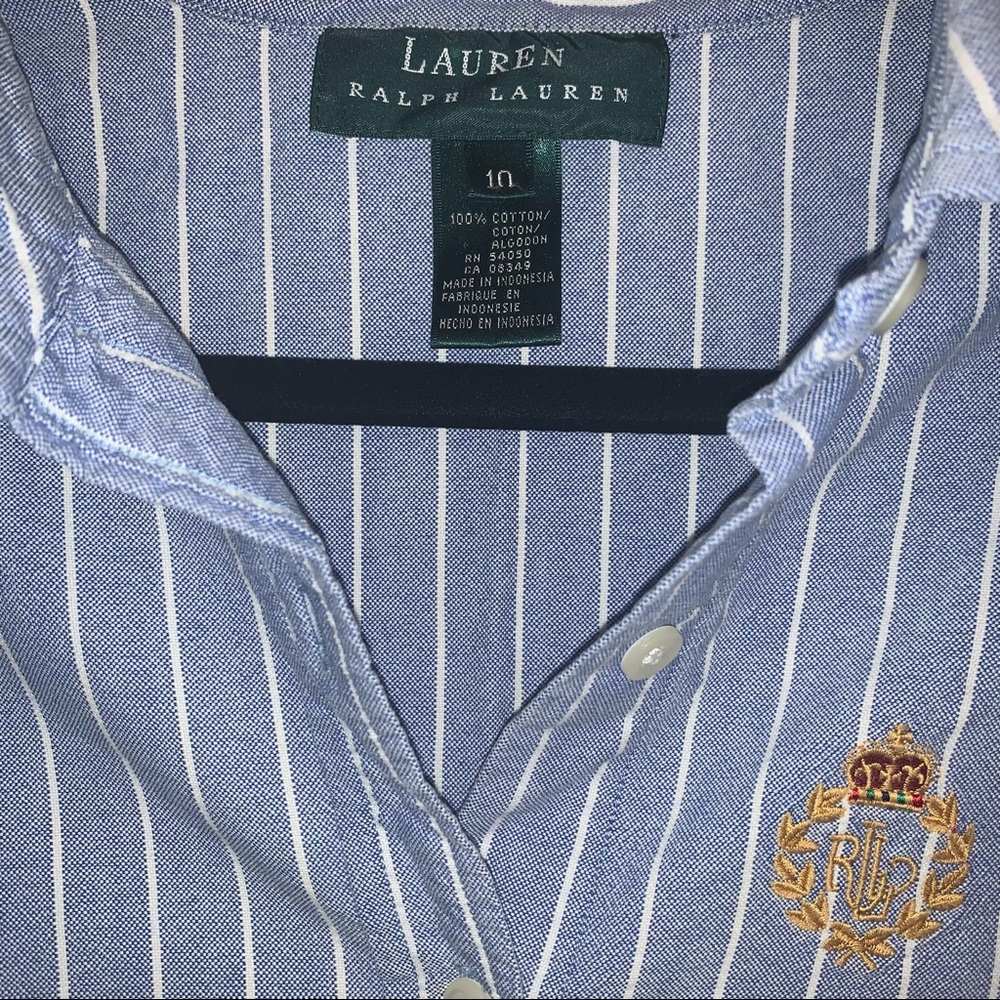 Lauren Ralph Lauren Blue w/ White Stripes Preppy button-down Summer dress